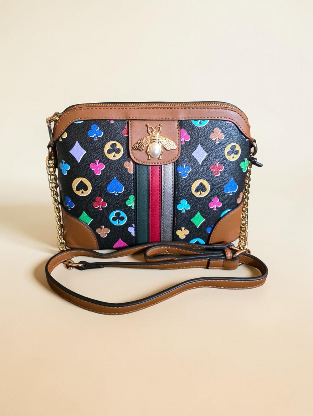 Nwt Classix Fashion Black Multicolor Bee Accent Crossbody Bag and Wallet Set - Picture 2 of 6